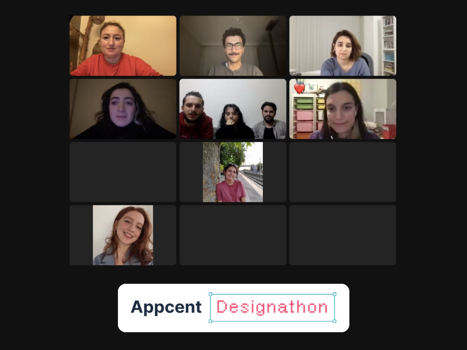 Participants of the online Appcent Designathon, with its logo
